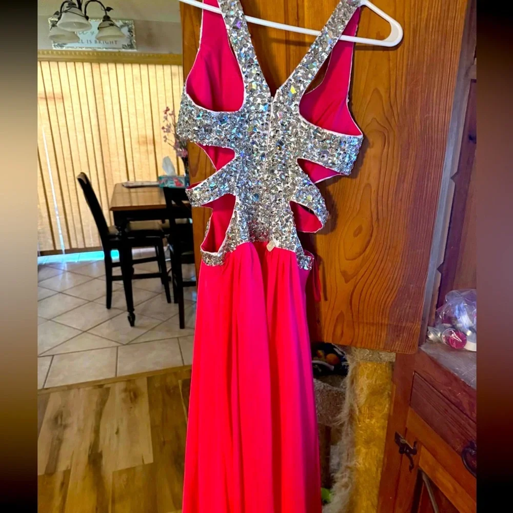 brand new pink and silver gown for prom
